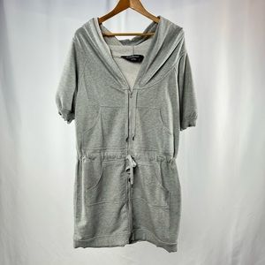 Norma Kamali Terrycloth Hooded Sweatshirt Dress in‎ Grey Size Extra Large